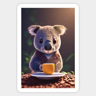 Koala with a cup mug of morning coffee Sticker